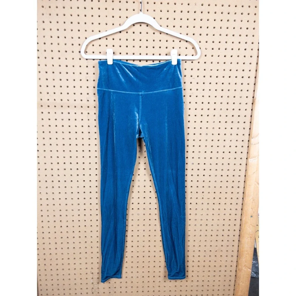 Alo Yoga High Waist Velvet Leggings‎ Cerulean Blue Size M RN87370 Activewear